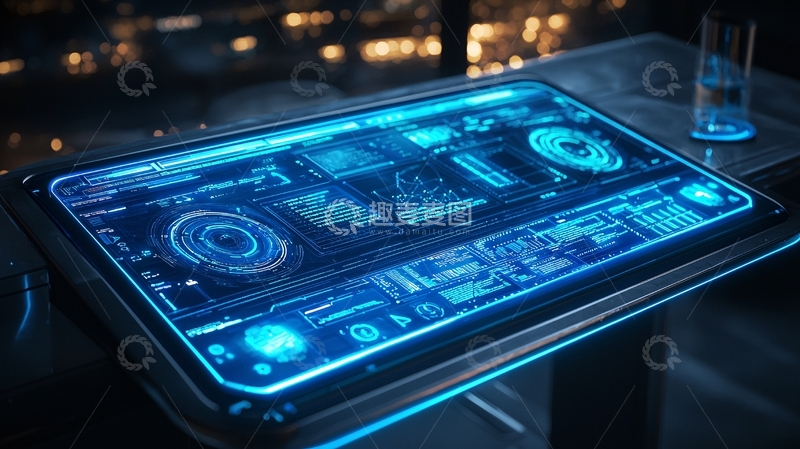 高清大图下载【趣麦麦图】未来科技感桌面显示器