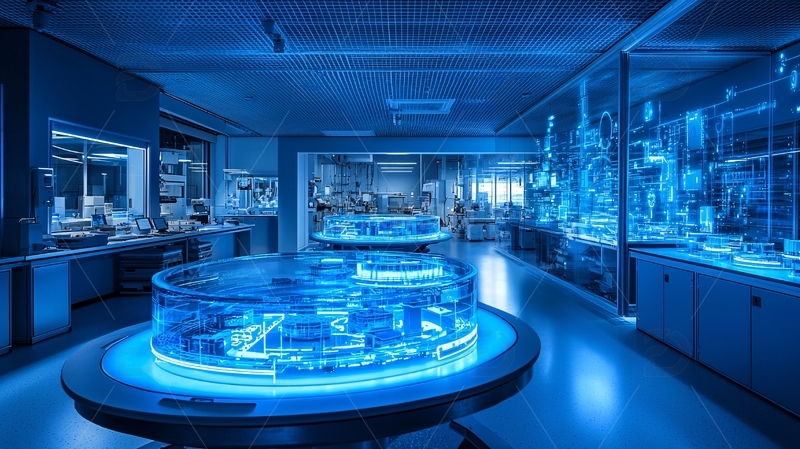 高清大图下载【趣麦麦图】未来科技感的蓝色实验室