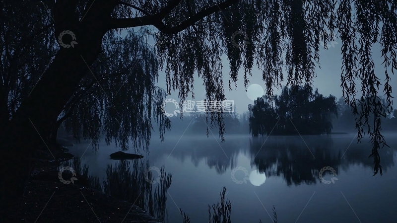 高清大图下载【趣麦麦图】月夜湖景