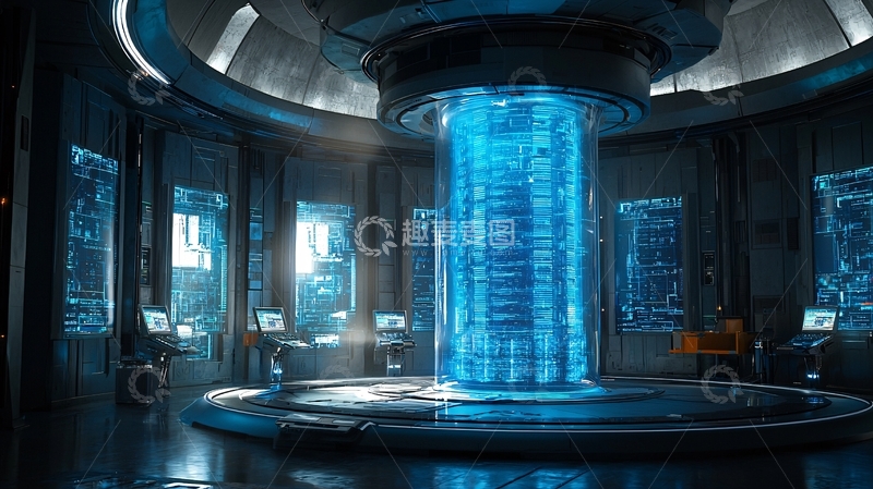 高清大图下载【趣麦麦图】科技感实验室中央能量柱