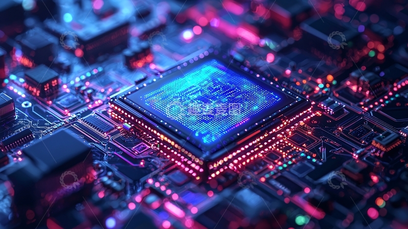 高清大图下载【趣麦麦图】电路板上的蓝色芯片