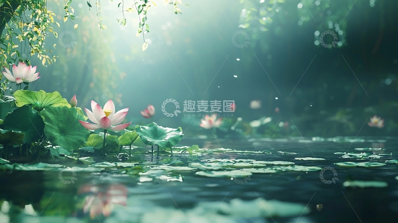 高清大图下载【趣麦麦图】梦幻莲池