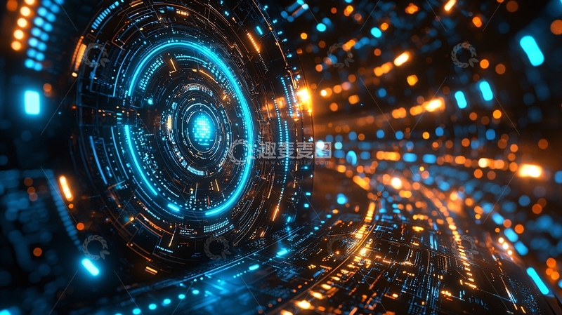 高清大图下载【趣麦麦图】科技感十足的蓝色隧道