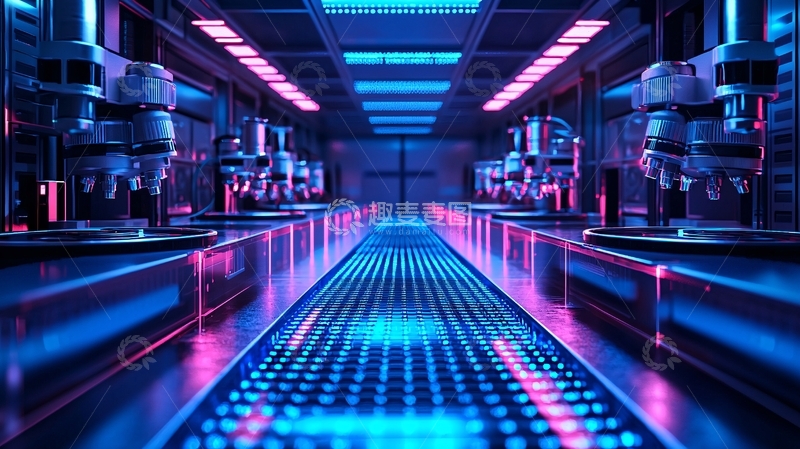 高清大图下载【趣麦麦图】未来感科技工厂流水线
