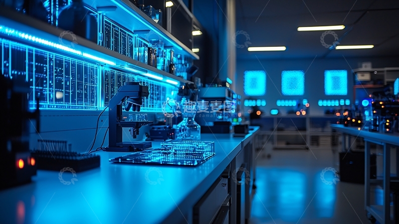 高清大图下载【趣麦麦图】未来科技感的蓝色实验室