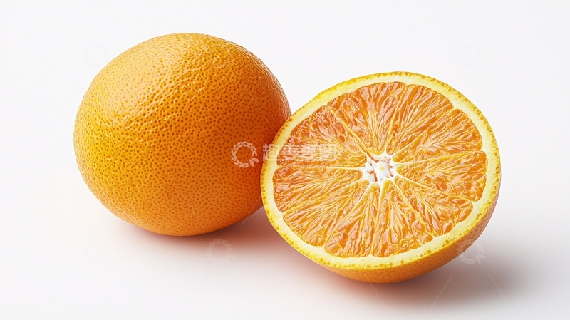 高清大图下载【趣麦麦图】一个橙子和半个橙子的特写