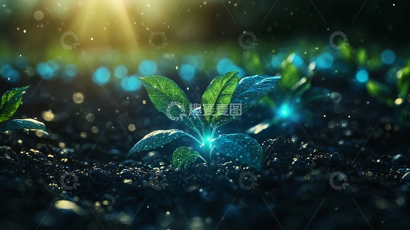 高清大图下载【趣麦麦图】幼苗在泥土中生长