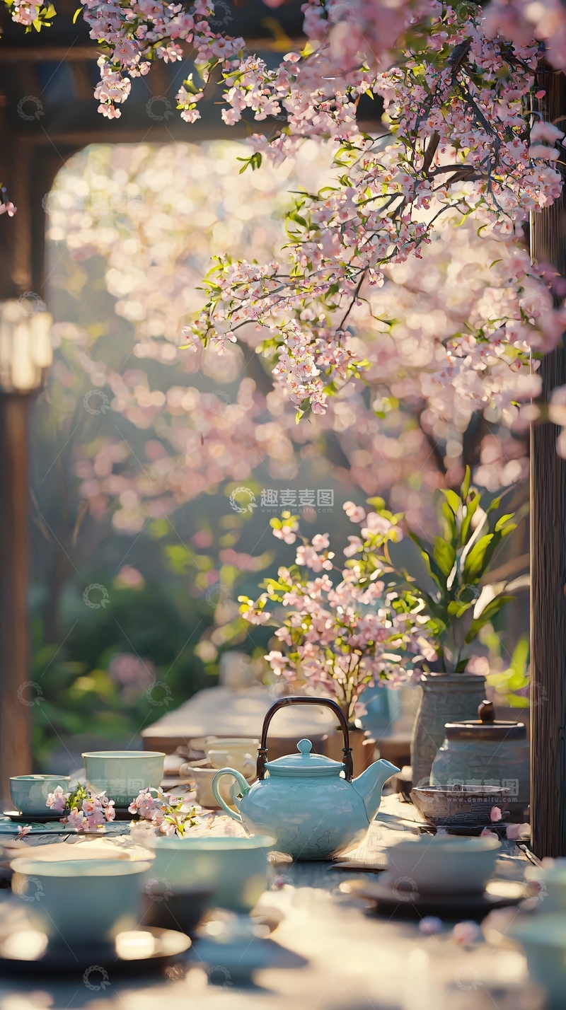 高清大图下载【趣麦麦图】春日樱花茶席