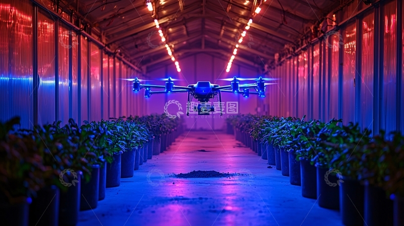 高清大图下载【趣麦麦图】温室里的无人机