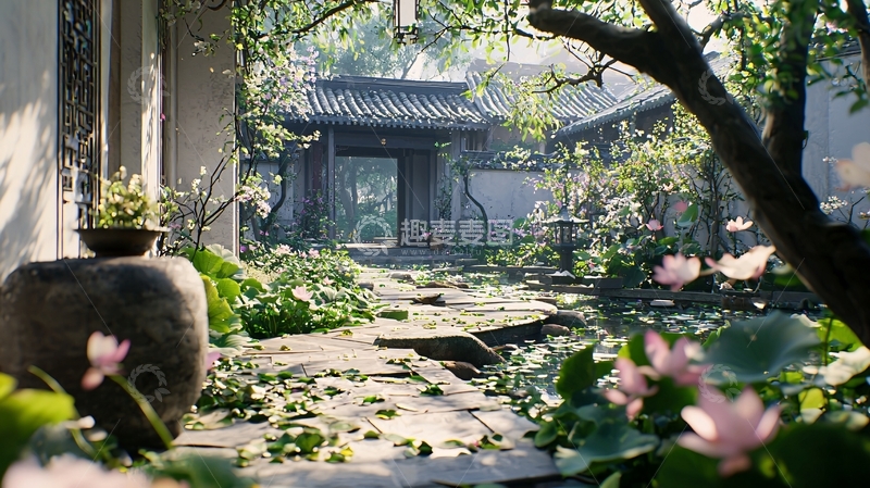 高清大图下载【趣麦麦图】古色古香的江南庭院