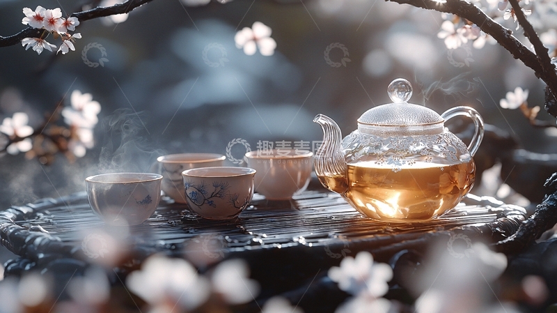 高清大图下载【趣麦麦图】春光下的茶具