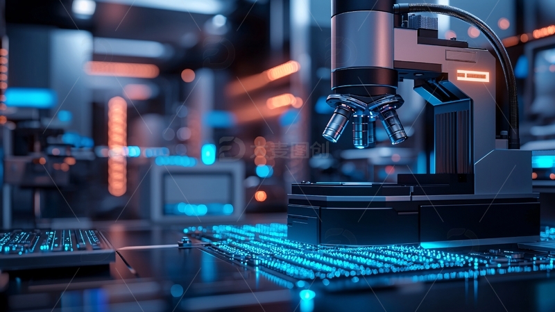 高清大图下载【趣麦麦图】科技感显微镜