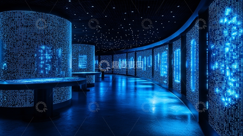高清大图下载【趣麦麦图】蓝色光影未来感展厅