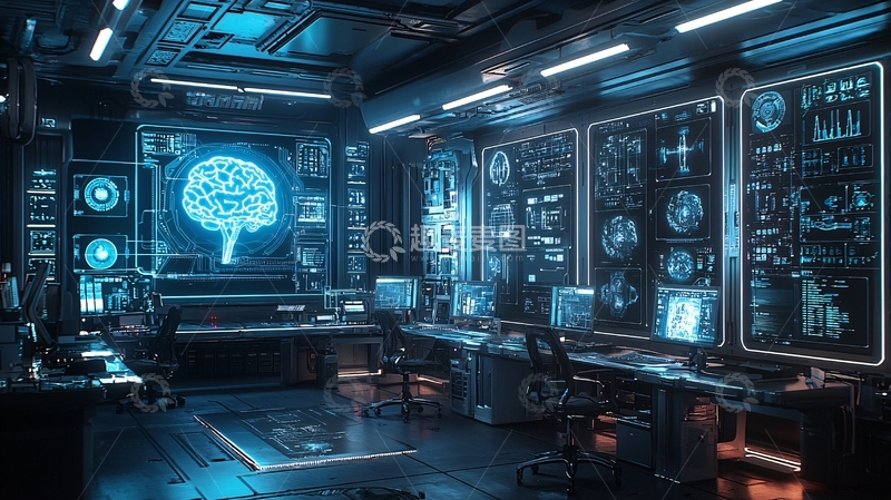 高清大图下载【趣麦麦图】未来科技感控制室
