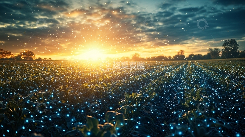 高清大图下载【趣麦麦图】田野日出星光点点