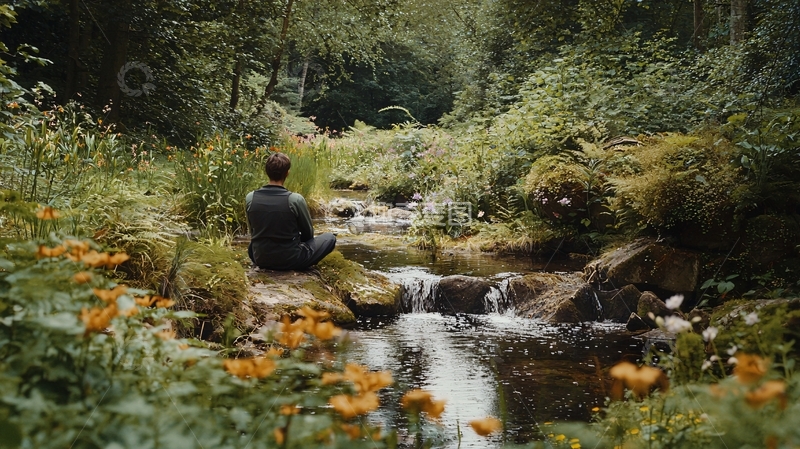 高清大图下载【趣麦麦图】森林溪流冥想