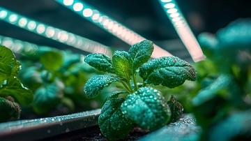 植物在蓝色光照下生长