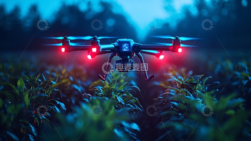 高清大图下载【趣麦麦图】夜间飞行无人机