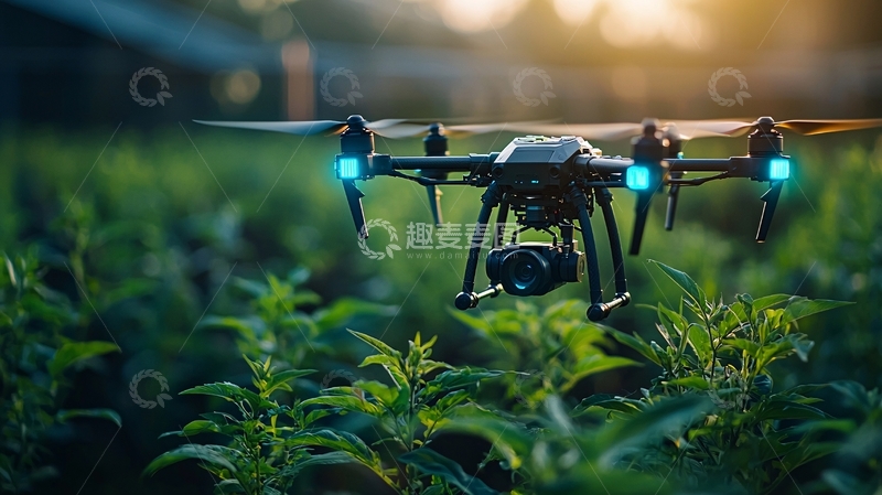 高清大图下载【趣麦麦图】无人机飞过绿色田野
