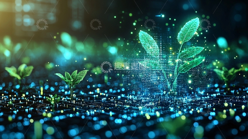 高清大图下载【趣麦麦图】科技感幼苗生长