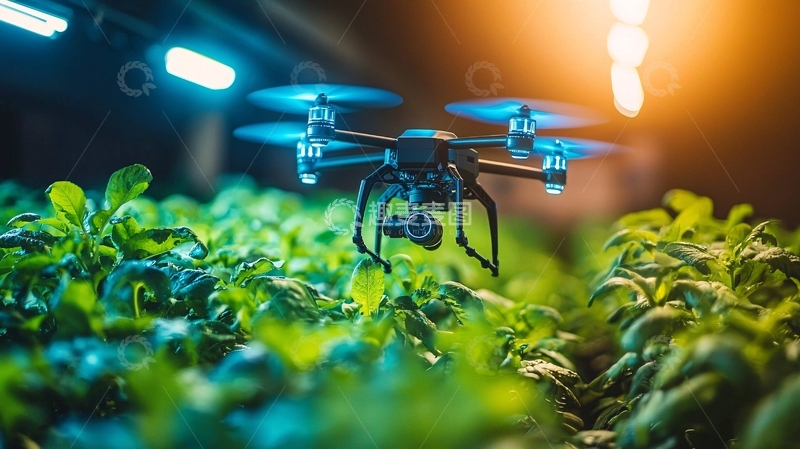 高清大图下载【趣麦麦图】无人机在农田上方盘旋