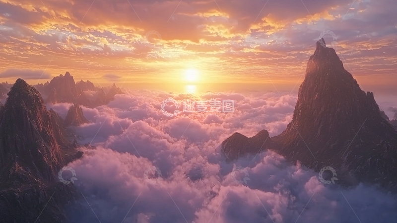 高清大图下载【趣麦麦图】云海日落