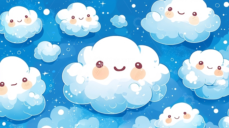 高清大图下载【趣麦麦图】可爱卡通云朵背景