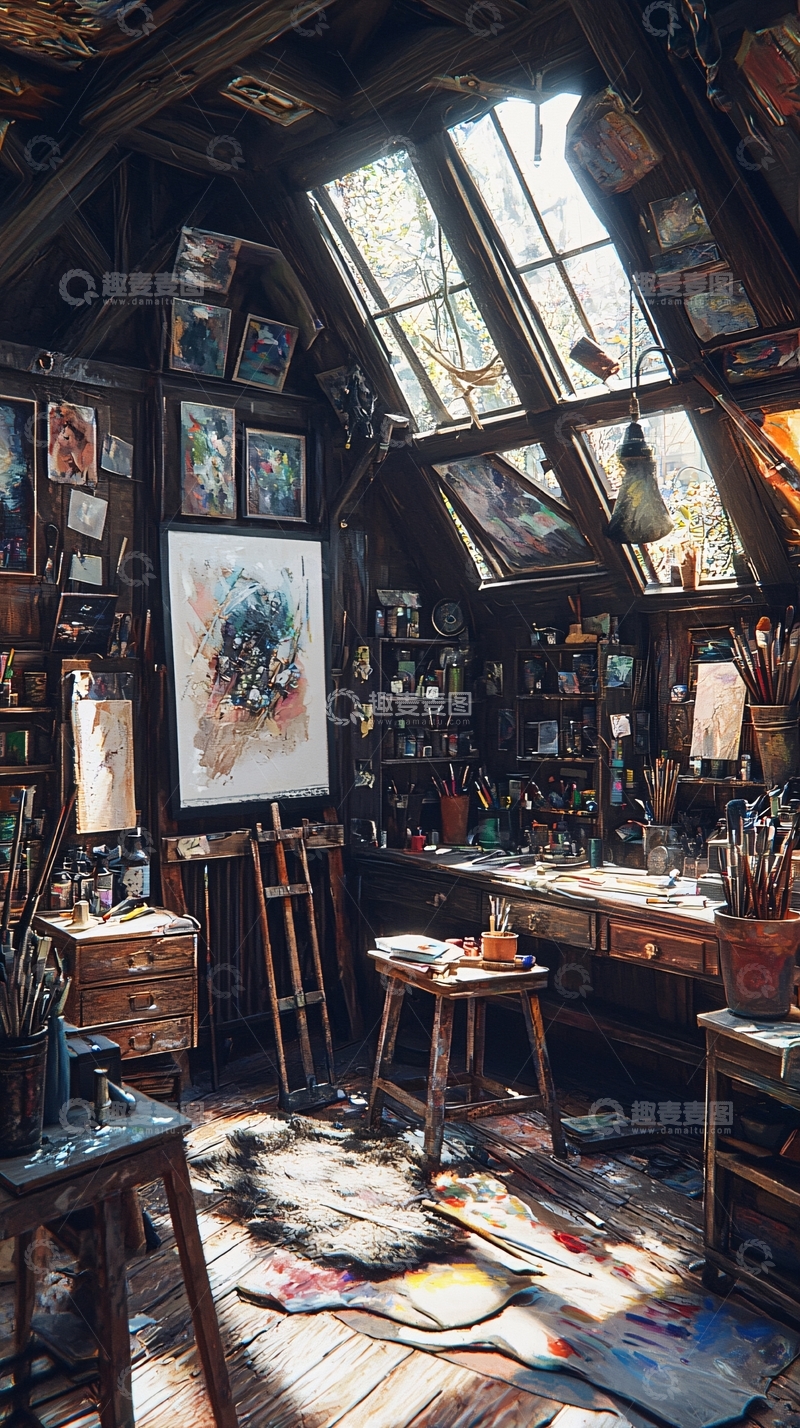 高清大图下载【趣麦麦图】阁楼工作室采光极佳