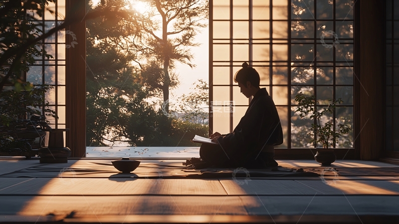 高清大图下载【趣麦麦图】日式房间晨光阅读