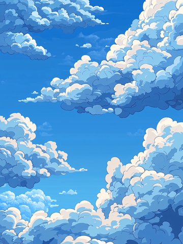 蓝天白云卡通风格