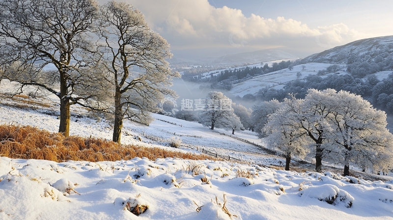 高清大图下载【趣麦麦图】雪后山谷