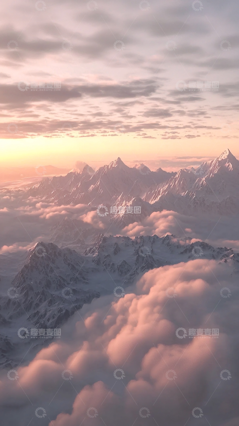 高清大图下载【趣麦麦图】雪山日出云海