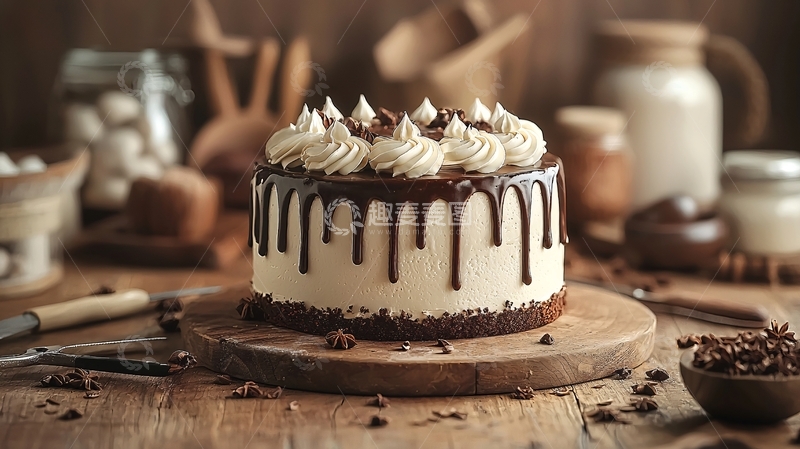 高清大图下载【趣麦麦图】精致奶油巧克力蛋糕
