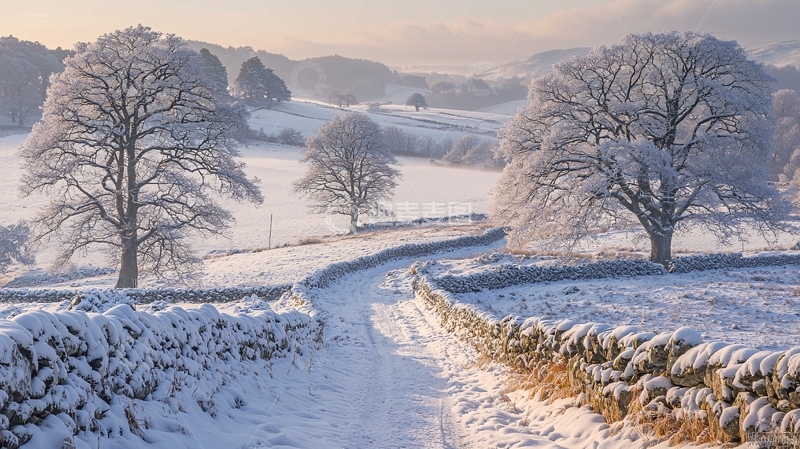 高清大图下载【趣麦麦图】雪后的乡村小路