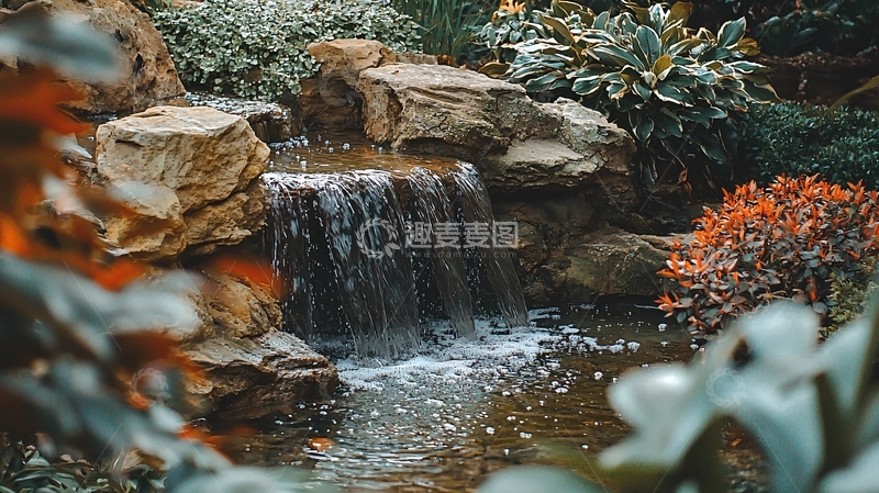 高清大图下载【趣麦麦图】岩石小瀑布