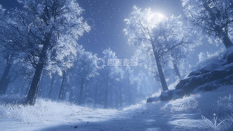 高清大图下载【趣麦麦图】冰雪覆盖的树林