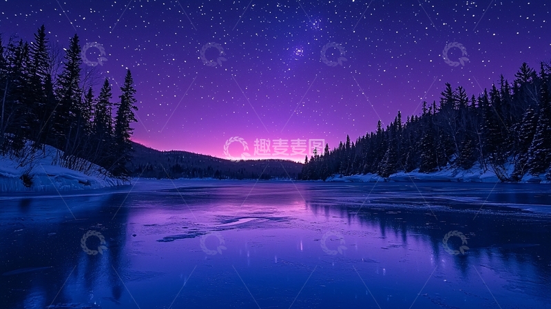 高清大图下载【趣麦麦图】星空下的宁静湖面