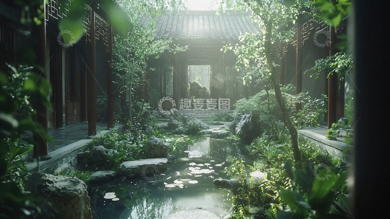 高清大图下载【趣麦麦图】中式庭院