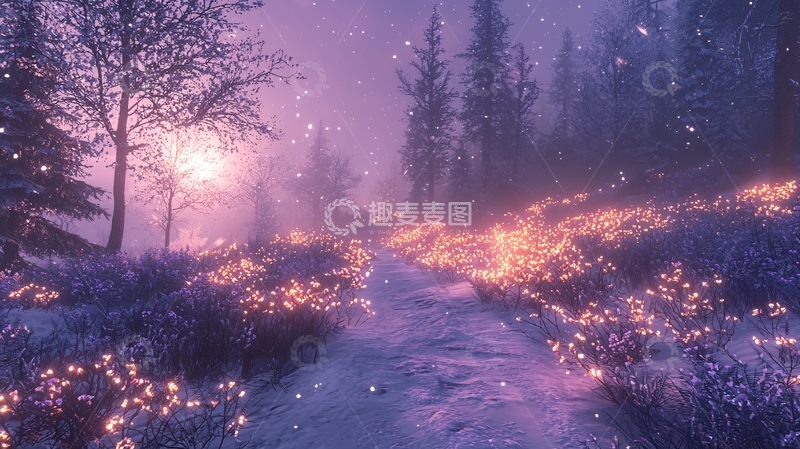 高清大图下载【趣麦麦图】紫色梦幻森林小路