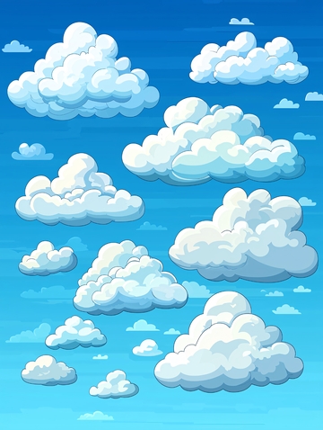 蓝天白云卡通风格
