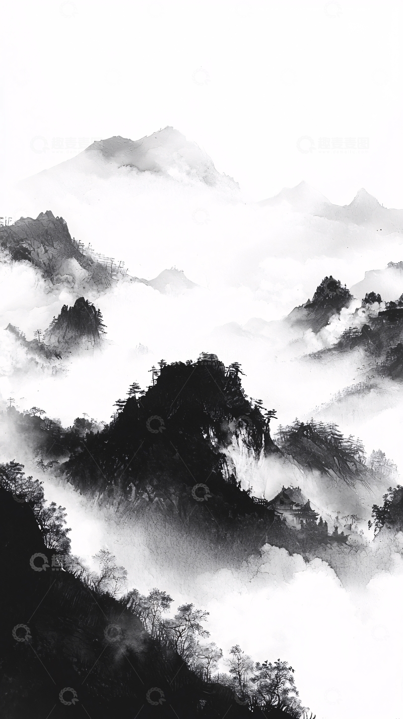 高清大图下载【趣麦麦图】水墨山水画268