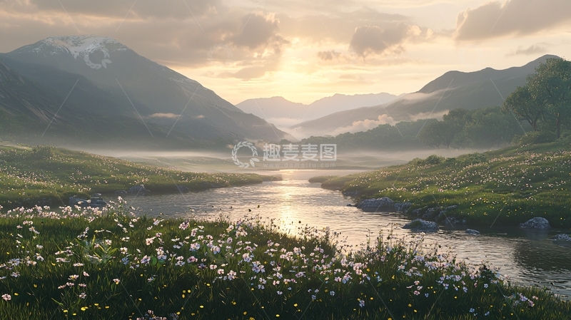 高清大图下载【趣麦麦图】山谷日出