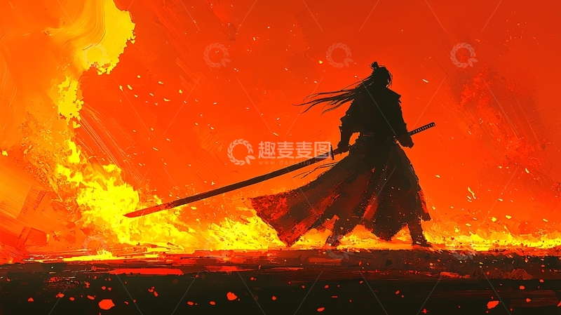 高清大图下载【趣麦麦图】火焰中武士