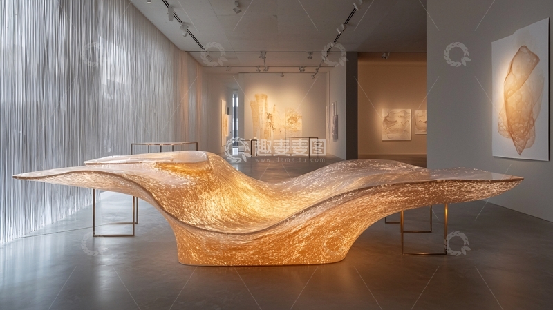 高清大图下载【趣麦麦图】艺术展厅中的发光雕塑