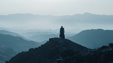 剑客远眺山峦