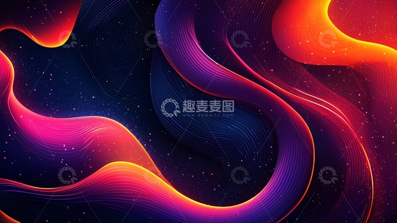 高清大图下载【趣麦麦图】流动彩色光线背景