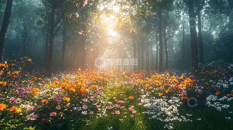 高清大图下载【趣麦麦图】阳光穿透森林
