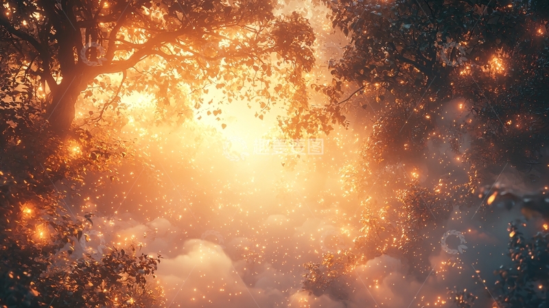 高清大图下载【趣麦麦图】梦幻森林光芒四射