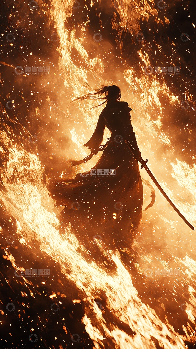 高清大图下载【趣麦麦图】火焰中武士