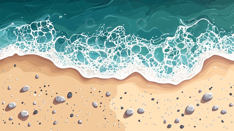 高清大图下载【趣麦麦图】海浪冲刷沙滩